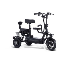 성인용 접이식 세발 전기자전거 삼륜 전동 배달, 3인승, 12A, 블랙