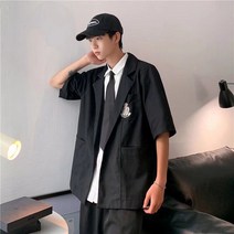 남자 7부 마이 여름 반팔 아우터 블레이저 자켓 남성 오피스룩 가을 시원한 오버핏 하객룩 정장