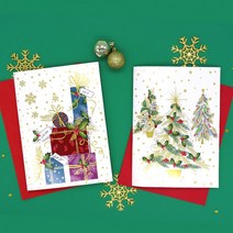 마음담아 고급 금박 입체 골드 크리스마스 멜로디 카드 4종, 2. 멜로디 기프트