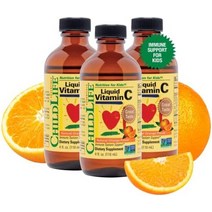 childlife essentials 액체 비타민 c - 면역 지원 비타민 c 액체 완전 천연 글루텐 프리 알레르겐 프리 비 gmo 높은 항산화제 - 오렌지 향 4온스 병, 4fl oz(3개들이 팩)