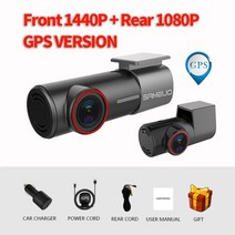 블랙 박스 대시 캠 전면 및 후면 1944p 자동차 dvr 카메라 대시 자동 비디오 레코더 dashcam 야간 투시경 앱 sameuo u700 24h 주차 모니터, f1440p 백1080pgps, 협력사, 32GB
