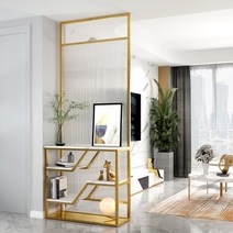 유리 스크린 거실 럭셔리 단순 홈 쉼터 금속 현관 파티션 벽 장식, 02 90X25X240CM