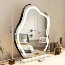 Lucks 침실 화장대 라이트 테이블 미러 LED거울, 겸용충전및플러그 블랙프레임및화이트베이스