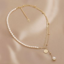 14K 도금 패션진주 코인 목걸이 4mm 인조 진주목걸이