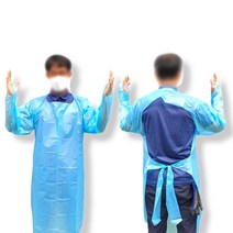 국산 일회용 비닐 가운 앞치마 방역 위생복 작업복 백색 청색, 청색 M 1매, 1개