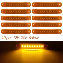 보조 브레이크 등 후미 경고등 10pcs 9 smd 빛 타원형 통관 트레일러 24v 트럭 트럭 캐러밴 camion led 사이드 마커 표시기 램프 12v luces, 노란색