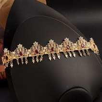 모로코 웨딩 헤어 비드 쥬얼리 골드 컬러 크리스탈 술 머리띠 꽃 초커 알제리 크라운 여성용 선물