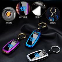 원+원 충전식 플라즈마 터보 라이터 전기 벤츠 BMW 아우디 usb 아빠 남자 여자 친구 선물, 단일사이즈, 골드 아우디