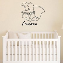 인테리어 아기방 어린이 DIY 가정 된 덤보 벽 데칼 사용자 정의 이름 비닐 스티커 동물 만화 홈 아트 방 보육 코끼리 장식 s484, [02] 74x76 cm, [19] 35 soft pink