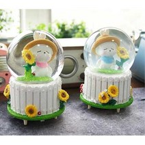 워터볼 LED조명 귀여운 캐릭터 오르골 조카선물 감성, 선택사항_핑크스카프, 상세페이지 참조