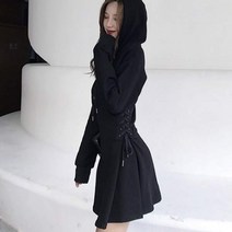 [랜덤플레이] 허리 셔링 슬림 후드 미니 원피스