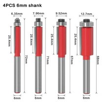 드릴비트 콘크리트 스텝 드라이버 1Pc 6mm 1/4 샹크 플러시 트림 라우터 엔드 베어링 목공 절단 도구, 4pcs 6mm shank