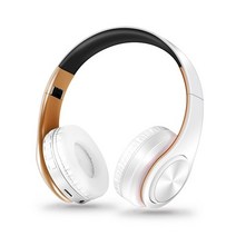 블루투스 이어폰 HIFI 스테레오 헤드폰 음악용 SD 카드 헤드셋 FM 지원 마이크 포함 휴대폰 태블릿 샤오미 아이폰 호환 삼성, [12] White Gold