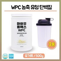 단백질 쉐이크 WPC 농축 유청 단백 분말 운동후 헬스 보충제 아미노산 아르기닌 혼합 비타민 미네랄 가루 프로틴 파우더 식사대용 근육 만들기 보조제, 3팩, 농축 유청단백질 분말 500g 요거트