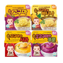 아이배냇 산양유아식 [아이배냇] 베베 떠먹는 간식 4종세트 (6개월부터), 고구마+바나나+사과+푸룬