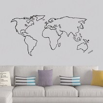 전세계지도 미국 세계 지도 시계 고화질 지구본 큰 세계 비닐 벽 스티커 거실 접착 이동식 개요 벽 데칼 벽지 홈 장식 wl687, 619 그린, 110x57cm