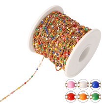 스테인리스 스틸 로프 와이어 스테인레스 비즈 체인 1 미터 골드 보헤미안 컬러풀 에나멜 위성 페르시 케이블 볼 팔찌 만들기, [24] A1174