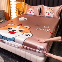 Southern Living 아이스 실크 장착 시트 일체형 매트리스 커버 일체형 고정 미끄럼 방지 보호 커버 시몬스 침대보 3종 세트