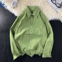 봄가을 무지 드롭 긴팔 셔츠 남성 빈티지 핏 멋스러운 셔츠에 상의 착용