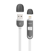[크레앙] 2in1 라이트닝마이크로 USB 케이블 (CRE2IN1CBLWT), 1, 화이트{CRE2IN1CBLWT}