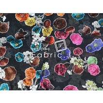 패브릭제이 75D 샤틴 번아웃원단 주름 플라워 프린트 겉감 2종 FJ-009, Pattern 02