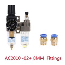 에어레귤레이터 에어압력조절기공기 압축기 오일 필터 레귤레이터 공압식 워터 세퍼레이터 2 피스 0-1MPa 1, 06 AC2010-02 W PC 8mm