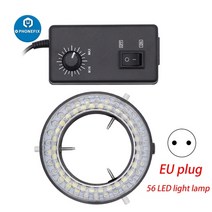 디지털 현미경 전자현미경 usb 디지탈 모낭충블랙 조정 가능한 6500K 144 56 LED 링 라이트 조명기 램프 산업 스테레오 카메라 돋보기 AC 100-240V 48, 56 LED EU 플러그