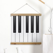 꾸밈데코_패브릭스크롤_60CmX60Cm피아노건반일러스트(ah222)_벽걸이장식족자스크롤삼나무우드스크롤