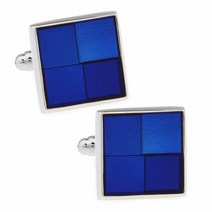 블루 스퀘어 체크 커프스 커프스 버튼 커프링크스 n02055