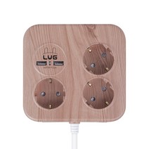 러그박스 3구 2구 USB 사각 CUBE 우드, 1.4미터, 1개
