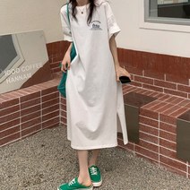 [오노마] ONM 레터링포인트 휴가지 편안한착용 데일리 롱원피스