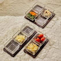 루이앤탑펠 다크월넛 유리 반찬나눔 접시 3구, 다크월넛 유리 반찬 접시 - 4구, 1개