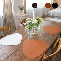 까사 재클린 양면 방수 가죽 식탁 테이블 매트 4p, 크림+브라운+카멜+블랙4P, 450x370