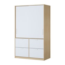 [한샘] 아임빅 슬라이딩 옷장 120cm 서랍형 6종, A형:메이플몸통+화이트도어(A)