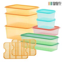 생활엔 [생활엔] 말랑핏 차곡차곡 식재료 보관용기 미들 세트 5종 8P + 채반(중) 2P