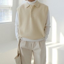 남성 니트 조끼 심플 라운드넥 베스트 깔끔한 기본 무지 조끼