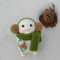 겨울 귀마개 지방이 크리스탈 차량용 석고방향제 선물Set (리필오일 5ml포함), 스탠드형, 그레이, 라임바질만다린