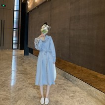 여자 하늘색 원피스 소라색 스카이 블루 봄 셔츠 드레스 여성 2021 프랑스 스타일