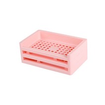 태드로마켓 데스크탑 플라스틱 접이식 수납 정리함, 3단, 핑크