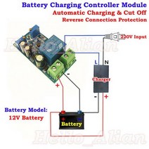 10A 12V 24V 36V 48V 배터리 충전기 자동 충전 컨트롤러 모듈 스위치 과충전 방지 및 전원 차단 보호 보드, 01 12V_01 Module