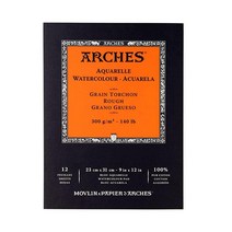 Arches 수채화 종이 패드 300g(140lb) 황목(거친 표면) 22.9 x 30.5cm(9 x 12인치), 10 x14, Rough