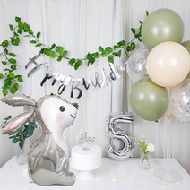 토끼풍선 강아지 고양이 칠순 고희연 조화 넝쿨 심플 생일파티세트, 가랜드(골드)+숫자7(골드)