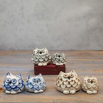 부엉이 도자기 장식품 신혼부부 선물 집들이 개업 이사 선물용 장식품 생기 도자기, 블랙