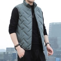 DFMEI 겨울 캐주얼 베스트 남성 기모 도톰 다운 민소매 코트