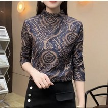 패치 슬림한 패턴 독특한티 여성 기하학 티셔츠 스타일 무늬 럭셔리 긴소매 레깅스 루즈핏