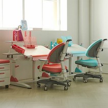 [키즈투유스]G6 1000 높이각도조절 책상+밥 높낮이의자 세트, 책상:책상코랄레드|의자:의자아쿠아그린