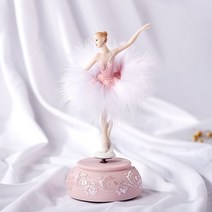 오르골 발레 뮤직박스 발레리나 피아노 오르골 인테리어 장식, 핑크 깃털 발레 (백조의 호수)