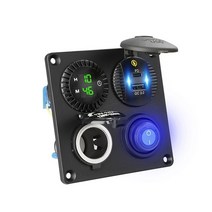 시거잭충전기 MOLA 12V 24V 자동차 디지털 시계 C PD QC3.0 USB 고속 충전기 소켓 전원 끄기 스위치 트럭 SUV 보트 마린, [01] GN