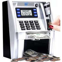 개인비밀금고 미니지문 전자 돼지 저금통 ATM 암호 돈 상자 현금 동전 절약 은행 안전 자동 예금 지폐 크리, 01 Pink