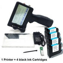 라벨프린터 페이지라벨기 휴대용 핸드 헬드 잉크젯 프린터 만료 날짜 레이저 라벨 생산 QR 로고 인쇄 기계 127mm 43 3939터치 스크린, 1 printer  4 Inks+US Plug
